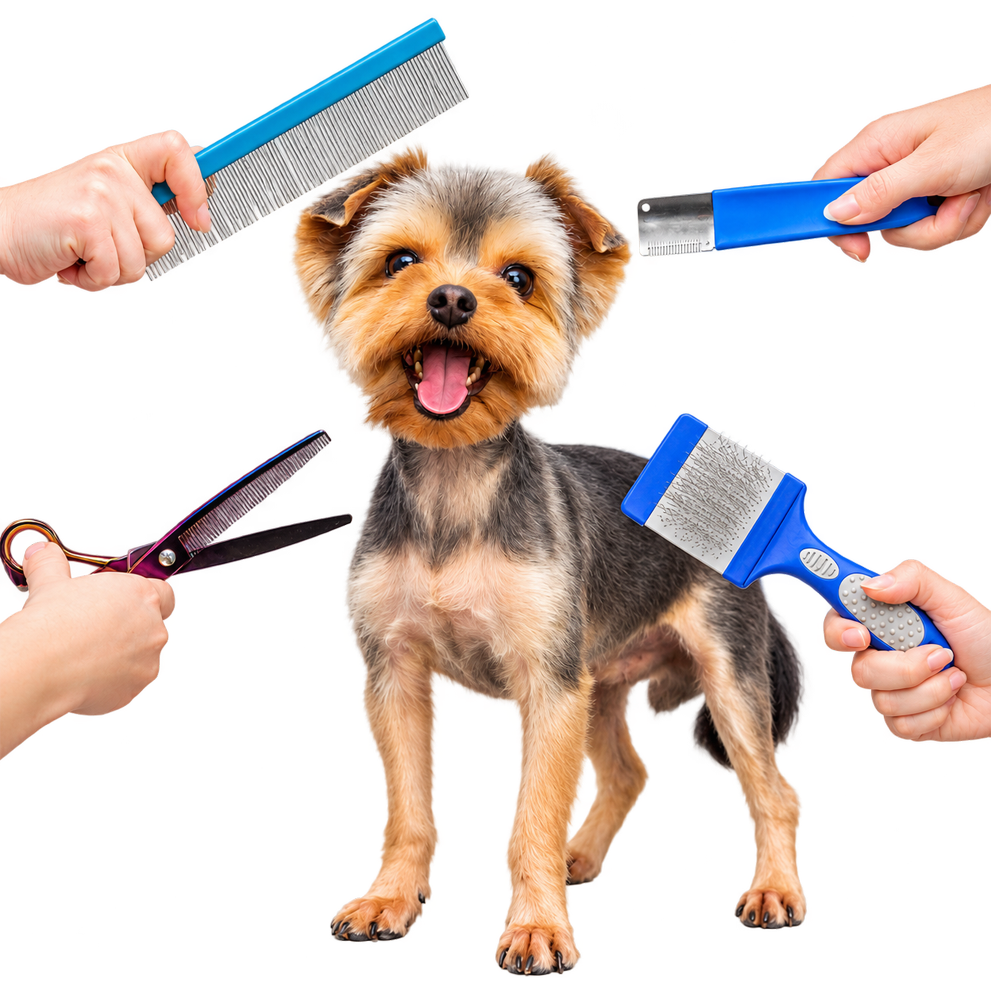 Dog after an at-home pet grooming session in Velachery